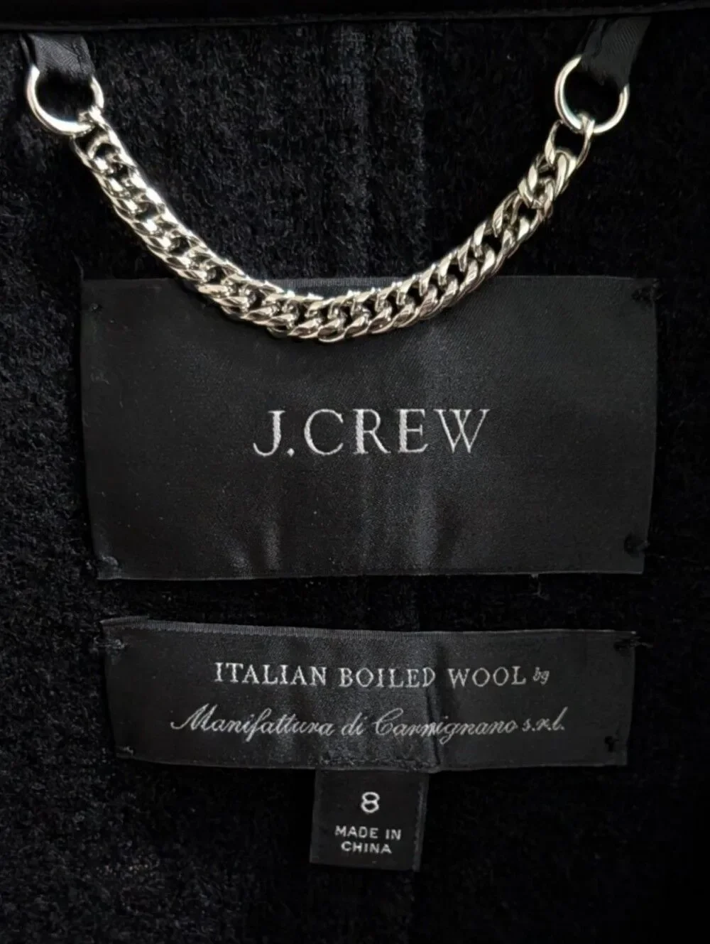 J. Crew Daphne Topcoat in Italian Boiled Wool - Black Size 8 J4864